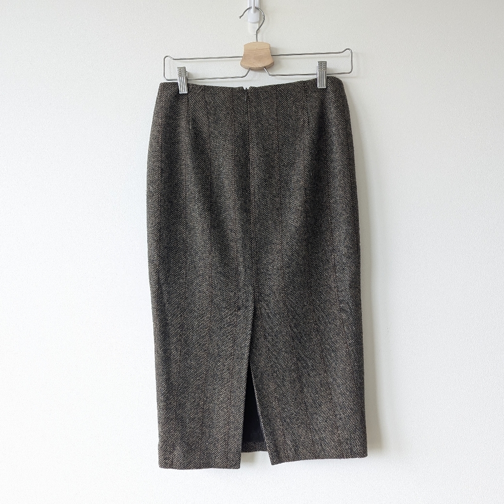 Ralph Lauren PURPLE Label 100% Cashmere Pencil Skirt Brown Herringbone Size 8 - Picture 8 of 16